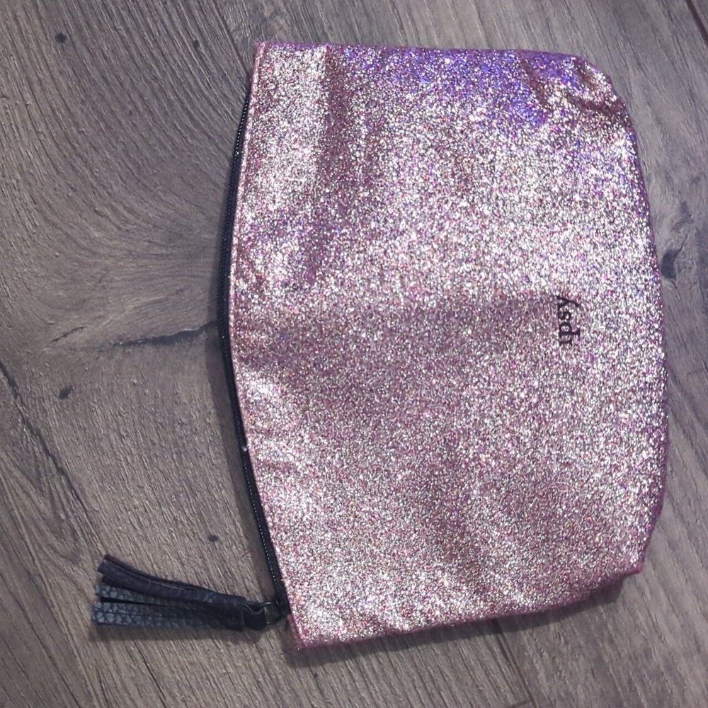 Ipsy Sparkling Cosmetic Bag - Pink and Silver 8Wx5L
